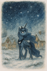 Princess Luna ink and watercolor style