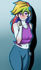 3549347__safe_artist-colon-nolyanimeid_rainbow+dash_human_equestria+girls_g4_belly_belly+button_blushing_erect+nipples_female_gradient+background_midriff_solo