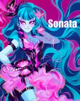 3634942__safe_artist-colon-libbly_libby_sonata+dusk_human_equestria+girls_g4_arm+behind+head_blue+hair_clothes_dress_female_flower_flower+in+hair_flowing+hair_g