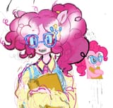 3349264__safe_artist-colon-dddddaxie998839_artist-colon-zacatron94_pinkie+pie_earth+pony_pony_anthro_g4_alternate+hairstyle_blue+eyes_book_braces_bust_clothes_c