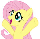 3470104__safe_artist-colon-shychamomile_fluttershy_pegasus_pony_g4_cute_female_high+res_hooves+up_looking+up_mare_rainbowshining_simple+background_smiling_solo_