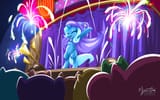 1143037__safe_artist-colon-mysticalpha_trixie_pony_g4_my+little+pony-colon-+friendship+is+magic_no+second+prances_bipedal_eyes+closed_fireworks_that+was+fast_tr