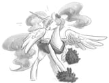 118147__safe_artist-colon-nobody_princess+celestia_alicorn_pony_alternate+hairstyle_cheerleader_clothes_cute_cutelestia_dress_monochrome_pigtails_pom+pom_solo_