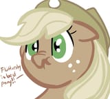 5035__safe_artist-colon-tess_applejack_best+pony_discorded_earth+pony_female_liarjack_mare_pony_scrunchy+face_simple+background_solo_white+background