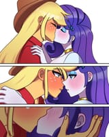 3623200__suggestive_artist-colon-masterdestroyzj_applejack_rarity_human_equestria+girls_g4_applejack27s+hat_bedroom+eyes_blonde+hair_blushing_comic_cowboy+hat_e