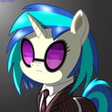 3612897__safe_artist-colon-codenamekid_dj+pon-dash-3_vinyl+scratch_pony_unicorn_g4_clothes_female_gradient+background_highlights_horn_mare_necktie_pinstripes_sc