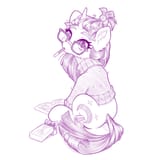 2605431__safe_artist-colon-dstears_moondancer_pony_unicorn_g4_cute_dancerbetes_digital+art_female_food_glasses_looking+back_mare_mouth+hold_pocky_simple+backgro