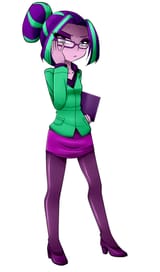 1101532__safe_artist-colon-nekojackun_aria+blaze_equestria+girls_g4_alternate+hairstyle_aria+flat_clothes_delicious+flat+chest_female_glasses_hair+bun_high+heel