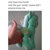 1194856__questionable_lyra+heartstrings_meme_photo_irl_text_weapon_sex+toy_plushie_gun_song+reference_bootleg_lyrics_artist-colon-onlyfactory_lyra+pl