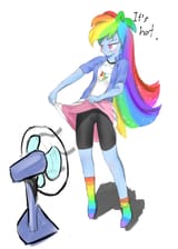 956244__suggestive_artist-colon-fromamida_rainbow+dash_equestria+girls_blushing_clothes_compression+shorts_fan_female_long+hair_rainbow+socks_simple+ba