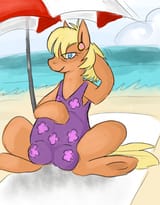 633305__suggestive_artist-colon-dolly_artist-colon-twizzle_ms-dot-+harshwhinny_g4_beach_clothes_colored_crotchboobs_female_one-dash-piece+swimsuit_pregnant_pre