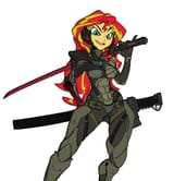 783031__safe_solo_equestria+girls_crossover_upvotes+galore_sunset+shimmer_metal+gear_artist-colon-reiduran_metal+gear+rising_jetstream+sam