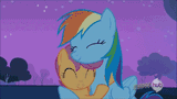 Scootaloo and Dash snuggle hug
