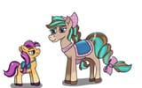 4036050__safe_artist-colon-addelum_character-colon-cocoa_character-colon-sunny+starscout_species-colon-earth+pony_species-colon-pony_g5_wild+manes_banana_bow_cr