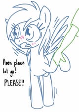 1597343__artist+needed_safe_rainbow+dash_oc_oc-colon-anon_blushing_cute_dashabetes_embarrassed_holding+hooves_human_human+on+pony+hoof+holding_pony_sha