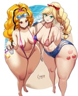 3638120__suggestive_artist-colon-chigusa_adagio+dazzle_applejack_human_g4_abs_absolute+cleavage_adagio+dat-dash-azzle_american+flag+bikini_applebucking+thighs_b