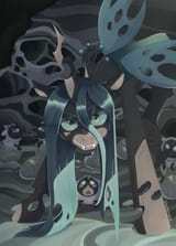 3353652__safe_artist-colon-ghoasthead_queen+chrysalis_changeling_changeling+queen_pony_changeling+egg_changeling+hive_egg_fangs_female_foal_forked+tongue_grub_h