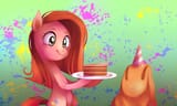 507279__safe_pinkie+pie_madame+leflour_cute_pinkamena+diane+pie_cake_diapinkes_scene+interpretation_party+of+one_cuteamena_artist-colon-karzahnii