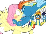 2834893__safe_artist-colon-dujuxidao_edit_fleetfoot_fluttershy_rainbow+dash_soarin27_spitfire_pegasus_pony_g4_-colon-i_bipedal_blushing_clothes_expressions_eyes