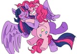 3565982__safe_artist-colon-rubyjakewillton_pinkie+pie_twilight+sparkle_alicorn_earth+pony_pony_g4_55_blushing_cheek+squish_cute_diapinkes_doodle_duo_duo+female_
