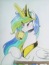 3554292__safe_artist-colon-spartanmora_derpibooru+import_princess+celestia_alicorn_pony_g4_coffee_coffee+cup_colored_cup_drink_drinking_image_jpeg_solo