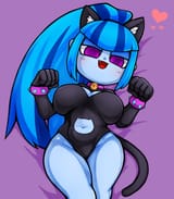 3553135__suggestive_artist-colon-kyouman1010_sonata+dusk_human_equestria+girls_g4_animal+costume_bed_bell_bell+choker_bell+collar_big+breasts_blue+hair_blue+ski
