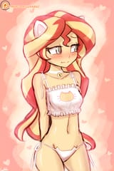1076386__suggestive_artist-colon-lumineko_sunset+shimmer_cat_human_equestria+girls_g4_-colon-t_animal+ears_bell_bell+collar_belly+button_blushing_boob+window_br