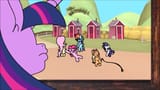 Applejack about to whip Pinkie Pie