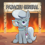 A smug silver spoon (mlp) sitting on the ground in front of a sign saying _PATAC s-889950537