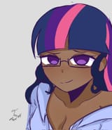 3258280__safe_artist-colon-eltrash_art6_derpibooru+import_twilight+sparkle_human_g4_bedroom+eyes_blackwashing_blushing_clothes_cute_dark+skin_female_gl