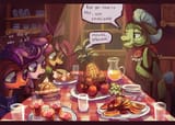 81589__safe_artist-colon-holivi_apple+bloom_granny+smith_scootaloo_sweetie+belle_earth+pony_pegasus_pony_unicorn_g4_apple+bloom27s+bow_bipedal_bipedal+leaning