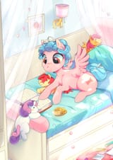 2844809__safe_artist-colon-pinle_apple+bloom_cozy+glow_scootaloo_sweetie+belle_earth+pony_pegasus_pony_unicorn_g4_bed_bedroom_book_cottagecore_cozybetes_cute_cu