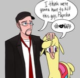 3262352__safe_artist-colon-nonameorous_paprika+tfh_alpaca_human_them27s+fightin27+herds_beard_clothes_community+related_crossover_duo_facial+hair_floppy+ears_fr