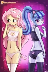 1079152__dead+source_suggestive_artist-colon-lumineko_fluttershy_sonata+dusk_human_equestria+girls_g4_-colon-3_-colon-t_adorasexy_ass_bell_bell+collar_belly+but