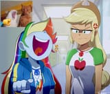 3268144__safe_artist-colon-the-dash-butch-dash-x_derpibooru+import_applejack_rainbow+dash_cat_human_equestria+girls_g4_2d_apple_applejack+is+not+amused