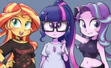 3125606__safe_artist-colon-k-dash-nattoh_sci-dash-twi_starlight+glimmer_sunset+shimmer_twilight+sparkle_human_equestria+girls_bust_choker_clothes_midriff_open+m