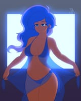 1056484__suggestive_artist-colon-souladdicted_derpibooru+import_princess+luna_human_babydoll_backlighting_belly+button_breasts_clothes_dark+room_dark+s