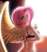 1296514__solo_fluttershy_clothes_solo+female_breasts_humanized_suggestive_cute_looking+at+you_big+breasts
