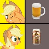 3346578__safe_applejack_earth+pony_g4_beer+mug_drink_hotline+bling_imgflip_meme_mug+root+beer_root+beer_solo