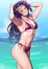 2995796__suggestive_artist-colon-tzc_pipp+petals_human_g5_adorapipp_bare+shoulders_belly+button_bikini_blushing_breasts_clothes_cute_eyebrows_female_humanized_j
