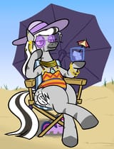 3595046__safe_artist-colon-jargon+scott_twilight+sparkle_oc_oc-colon-matriarch+zeg27us_pony_unicorn_zebra_g4_beach_beach+chair_beach+umbrella_chair_clothes_cock