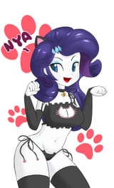 1098913__suggestive_artist-colon-hidden-dash-cat_rarity_equestria+girls_g4_bedroom+eyes_bell_bell+collar_belly+button_black+underwear_bra_breasts_busty+rarity_c
