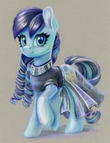 3362379__safe_artist-colon-maytee_coloratura_earth+pony_pony_g4_clothes_colored+pencil+drawing_commission_cute_dress_female_mare_raised+hoof_rarabetes_smiling_s