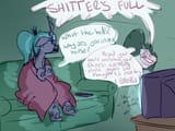 590489__safe_artist-colon-nobody_derpibooru+import_princess+celestia_queen+chrysalis_changeling_changeling+queen_pony_anime_blanket_brolestia_couch_dor