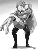 3558519__suggestive_artist-colon-shonuff44_fluttershy_oc_oc-colon-dante_human_g4_big+breasts_boots_breasts_bridal+carry_busty+fluttershy_carrying_clothes_dress_