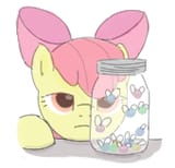 3149306__safe_artist-colon-kleyime_ponerpics+import_apple+bloom_ponified_earth+pony_parasprite_pony_alice+in+chains_bow_image_jar_jar+of+flies_png_poni
