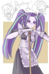 3183543__safe_artist-colon-yarderrr0_adagio+dazzle_aria+blaze_sonata+dusk_human_equestria+girls_g4_apron_broom_chibi_clothes_dress_eyeshadow_female_gem_gloves_m