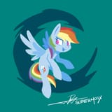 2440655__safe_artist-colon-supermoix_rainbow+dash_pegasus_pony_g4_abstract+background_cute_dashabetes_featured+image_female_flying_lineless_mare_open+mouth_sign
