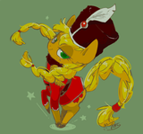 1834118__safe_artist-colon-mamechi_applejack_alternate+hairstyle_braid_braided+tail_earth+pony_female_mare_pony_simple+background_solo