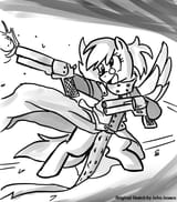 196615__safe_artist-colon-johnjoseco_derpibooru+import_derpy+hooves_pegasus_pony_crossover_female_glasses_grayscale_mare_monochrome_trigun_vash+the+sta